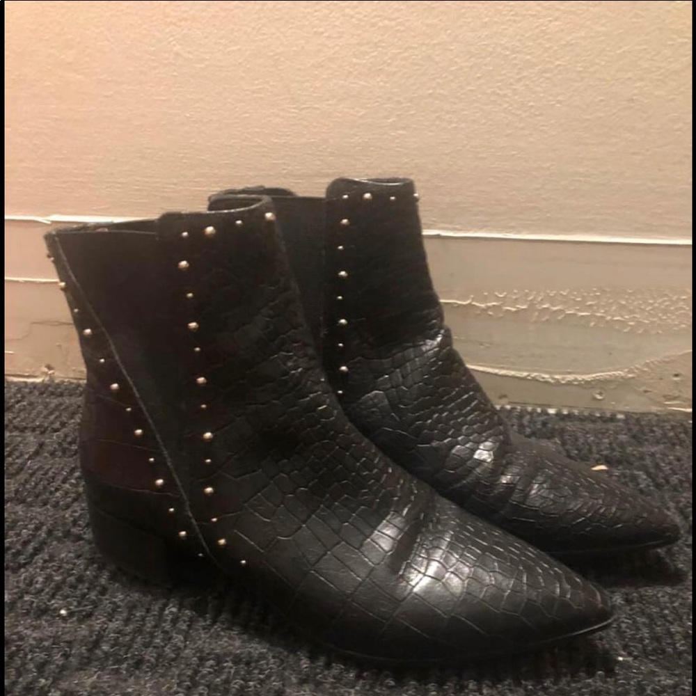 Black Italian leather ankle boots